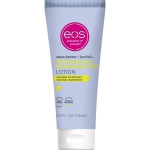lot 4305 image: eos 24H Moisture Travel Body Lotion- Vanilla Cashmere, Travel Size Essential, Toiletries, Mini Body Lotion For Dry Skin, 2.5 fl oz - Retail $4