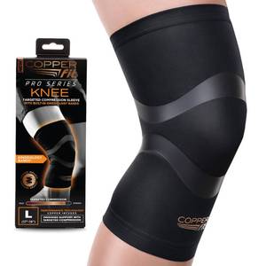 lot 4325 image: COPPER FIT PRO SERIES Compression Sleeve for Knee Support and Athletic Recovery, Brace Running, Walking, Workouts - Meniscus, ACL, Knee Compression Support for Men and Women - Retail $20