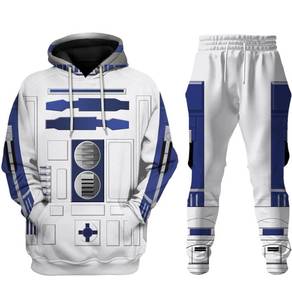 lot 4337 image: Buxomigrl Adult Halloween Cosplay Hoodie Pants Outfit 3D Print Costume Sweatshirt Suit Lounge Sets,r2d2, 2XLarge - Retail $42