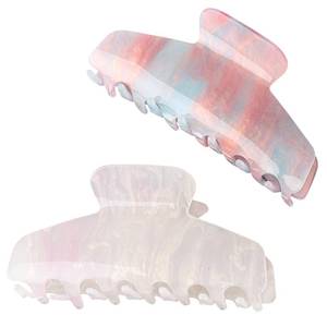 lot 4340 image: 2 Pack Large Acrylic Hair Claw Clips for Women - 4.3 Inch Strong Hold Nonslip Hair Clips Big Claw Barrettes for Thick Thin Hair, Cute Durable Jaw Clips for Women Girls - Retail $10