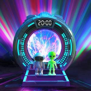 lot 4409 image: Northern Galaxy Light Projector with Plasma Ball ,Remote Control LED Night Light Aurora Portal Projector with Bluetooth Speaker, White Noise, Timer - for Bedroom ,Kids Room Gifts for Christmas - Retail $23