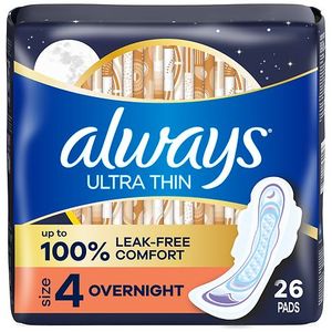 lot 4420 image: Always Ultra Thin Overnight Pads with Wings Unscented - Size 4 - 26ct
