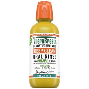 lot 4428 image: TheraBreath Deep Clean Mouthwash  Alcohol Free  Antiseptic Benefits  Fresh Mint  16 fl oz - Retail $21