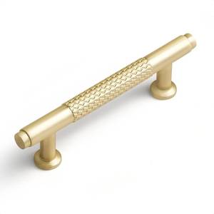 lot 4435 image: SORWDUERM 10 Pack 3 Inch(76mm) Brushed Gold Cabinet Handles Knurled Kitchen Cabinet Pulls Cupboard Kitchen Hardware Drawer Pulls Dresser Handles - Retail $16