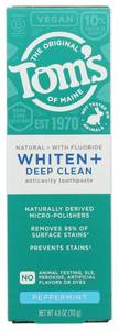 lot 4450 image: Toms of Maine Whiten Plus Deep Clean Whitening Toothpaste with Fluoride, Natural Whitening Toothpaste with Plant-Based Cleansers, Enamel Safe Formula, Peppermint, 4.0 oz - Retail $6