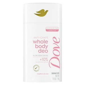 lot 4469 image: Dove Whole Body Deo Anti-Chafe Deodorant Stick for Women Raspberry & Rose Aluminum Free  2.6 oz - Retail $13