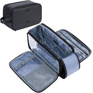 lot 4504 image: ZEEMO Travel Toiletry Bag for Men, Medium Water-Resistant Double-Sided Full-Open Dopp Kit, Versatile Organizer for Shower and Hygiene Accessories, Bathroom Essentials, Cosmetics, Large, Black - Retail $23