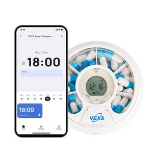 lot 4505 image: VEXA VitaPal 7 APP Update LAUNCHED Bluetooth Smart Pill Dispenser with App Alerts, Portable TravelVEXA Organizer Programmable Sound Reminders for Tablets, Capsules, Vitamins &amp Medication Management - Retail $89