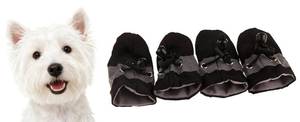 lot 4550 image: GabeFish Anti Slip Dog Socks Shoes Adjustable Drawstring Boot Paw Protectors for Small Medium Pets Cats Black Medium - Retail $10