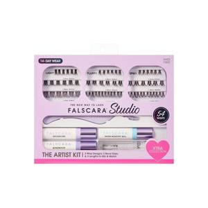 lot 4569 image: Falscara Studio Lash Extension Kit, 54 Stackable Lash Clusters, Medium Volume, 10mm-14mm, False Eyelashes, InfuseBond, Water-Resistant Seal, BondBoost, Hydro Cleanser, Applicator - Retail $28