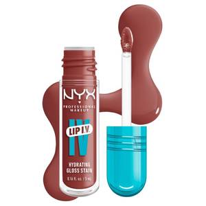 lot 4629 image: NYX PROFESSIONAL MAKEUP Lip IV Hydrating Glossy Lip Stain, Long-Lasting, Tinted, Vegan Formula with 12 HR Hydration - Hydra Honey (Brown) - Retail $12