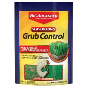 lot 4659 image: BioAdvanced Season Long Grub Control Granules - Kills Grubs, Mole Crickets, Cinch Bugs, and More - Creates Protective Zone - 10 lb Bag - Retail $22