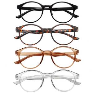lot 4731 image: Przene 4 Pack Blue Light Blocking Glasses for Women Men,Retro Round Computer Gaming Glasses Anti Eye StrainUVGlare (Standard, Mixed Color-C3) - Retail $13