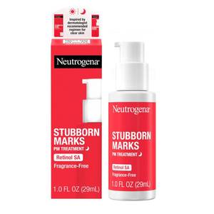lot 4756 image: Neutrogena Retinol SA, Stubborn Marks PM Treatment, Face-Exfoliating Treatment to Help Reverse the Look of Post-Acne Marks & Uneven Skin Tone, Non-Comedogenic, PM Treatment, unscented, 1.0 Fl Oz - Retail $20