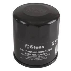 lot 4760 image: Stens 120-634 Oil Filter Compatible WithReplacement For Kawasaki FH381-721V, FH601-770D, FJ180V and FX751-1000V for 14-19 HP engines 49065-0724, 49065-2057 Lawn Mowers - Retail $13
