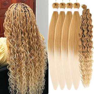 lot 4782 image: Ash Blonde Boho Hair for Braiding Pre Stretched Hypoallergenic Curly Deep Wave Braids - Retail $17