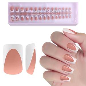 lot 4785 image: Jsiallye Brown Deep French Tip Press on Nails, 240Pcs White French Press On Nail XS Short Square,Pre-Applied Primer & Top Coat,4 in 1 Gel Nail Tips,Soak off Acrylic Fake Nail Extensions 15 Size - Retail $8