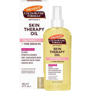 lot 4812 image: Palmers Cocoa Butter Formula Skin Therapy Moisturizing Body Oil with Vitamin E & Pure Argan Oil, Deep Body Moisturizer for Dry, Damaged Skin, 5.1 Ounces - Retail $11