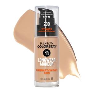 lot 4841 image: Revlon Liquid Foundation, ColorStay Face Makeup for Combination & Oily Skin, SPF 15, Medium-Full Coverage with Matte Finish, 200 Nude, 1 Fl Oz - Retail $12