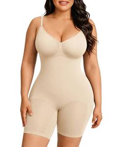lot 4875 image: FeelinGirl Shapewear for Women Tummy Control Faja Seamless Bodysuit Body Shaper for Women Khaki Small - Retail $27