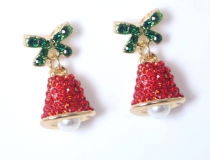 lot 4881 image: Glimmering Jingle Bells Christmas Themed Earrings