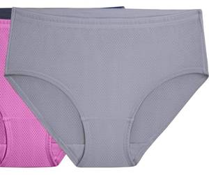 lot 5236 image: Fruit Of The Loom Womens Breathable Underwear, Moisture Wicking Keeps You Cool & Comfortable, Available In Plus Size Briefs, Micro Mesh - Low Rise Brief -, 10 US Black  - Retail $15