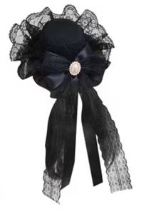 lot 5275 image: Maid Headpiece Black Lace Bow - Retail $0