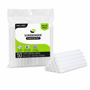 lot 5283 image: Surebonder Full Size Hot Glue Sticks 50-Pack, Clear, Non-Toxic, Multi-Temp, 4-Inch x 0.43-Inch for Full Size Glue Guns, DIY, Arts, Crafts & Home Repairs - Retail $7