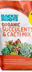 lot 5298 image: Back to the Roots 100% Organic Succulent & Cacti Mix (6 Quart)  Made in the USA - Retail $19