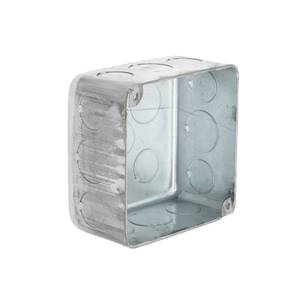 lot 5318 image: RACO 239 4 in. Square Plenum Box, Eleven 12 and Five 34 in. Knockouts, Drawn, 2-18 in. Deep, Gray - Retail $6