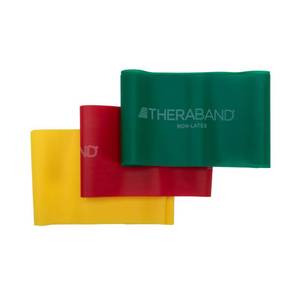 lot 5326 image: THERABAND Resistance Bands Set, Beginner Kit, Yellow, Red, Green, Non-Latex Elastic Bands for Exercise & Physical Therapy, Strength Training for Upper & Lower Body Fitness - Retail $12