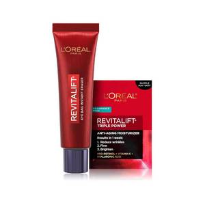 lot 5327 image: LOreal Paris Revitalift Triple Power Eye Bag Instant Eraser, Eye Tightener Treatment to Firm Bags, 0.5 oz  Sample - Retail $20