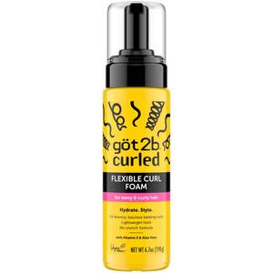 lot 5345 image: Got2B Curled Flexible Curl Foam, 6.7 Fl Oz, Hair Mousse for Frizz Control and Heat Protection, Lightweight Hold, No-Crunch Definition for Wavy & Curly Hair Styling, Aloe Vera & Vitamin E Infused - Retail $10