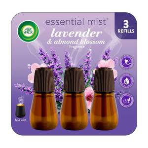 lot 5387 image: Air Wick Essential Mist Refill, Essential Oils Diffuser, Lavender and Almond Blossom, 3 ct, Air Freshener, Aroma diffuser - Retail $14