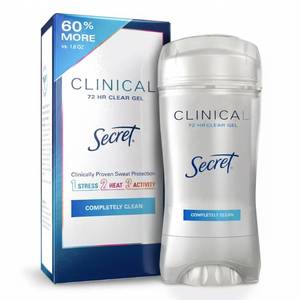 lot 5395 image: Secret Clinical Strength Clear Gel Antiperspirant &amp Deodorant for Women - Completely Clean 2.6oz