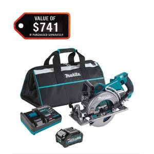 lot 3577 image: Makita Brushless Cordless Rear Handle 7-14 Circular Saw Kit  bag  with one battery (4.0 Ah) - Retail $500