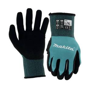 lot 3614 image: Makita T-04123 FitKnit Cut Level 1 Nitrile Coated Dipped Gloves (LargeX-Large) - 5 Pairs  - Retail $18