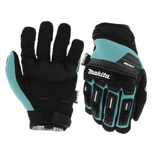 lot 3616 image: Makita Unisex Makita T 04260 Advanced Impact Demolition Gloves X Large   TealBlack   X-Large US X-Large (Pack of 3) - Retail $90