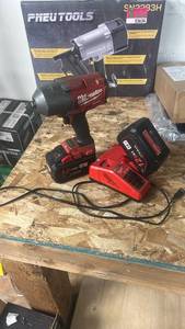 lot 3635 image: Milwaukee M18 FUEL 12 in. Impact Wrench 2767-20 18V with 2 Batteries and Charger - Retail $499