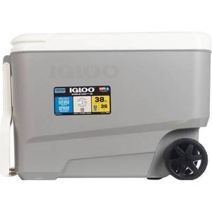 lot 3719 image: Igloo Wheelie Cool Cooler, 38 qt  CVS - Retail $50