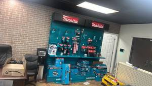 lot 3720 image: Makita Display Fixture with Pegboard Retail Store Shelving