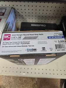 lot 8682 image: Southern Carlson 433260866 1.5 x 0.148 in. Hot Dip Galvanized-Smooth Joint Hanger Nail - 3000 Per Box - Retail $96