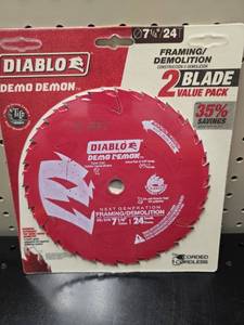 lot 8706 image: Diablo Demo Demon 7-14 in. x 24-Tooth FramingDemolition Saw Blade 2-Pack - Retail $24
