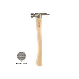 lot 8763 image: Milwaukee Tool 19oz Milled Face Hickory Handle Framing Hammer - Retail $35
