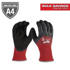 lot 8766 image: (3) X-Large Red Latex Level 4 Cut Resistant Insulated Winter Dipped Work Gloves - Retail $25