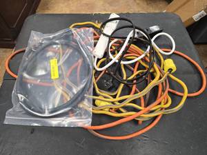 lot 8804 image: Electrical Cable and Power Cord Lot with Extension Cords and Connectors