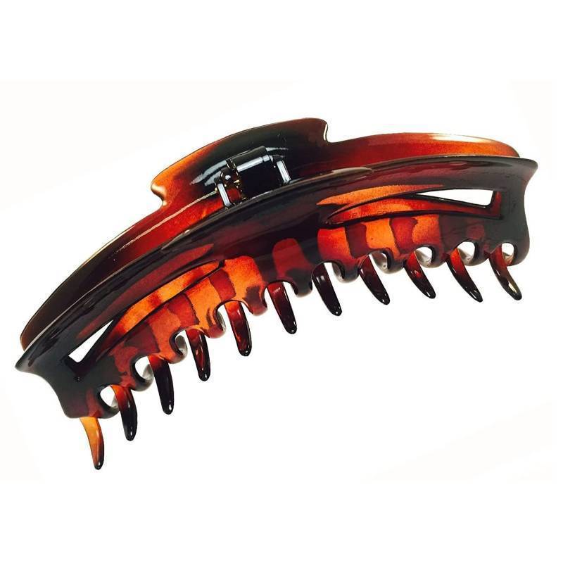 lot 118 image: Parcelona French Bend Narrow Large Jumbo 6 Tortoise Shell Cellulose No Slip Grip Covered Spring Jaw Hair Claw Clip Clamp for Women Girls Durable Paris Hair Accessories, Made in France (Shell) Retail $17.44