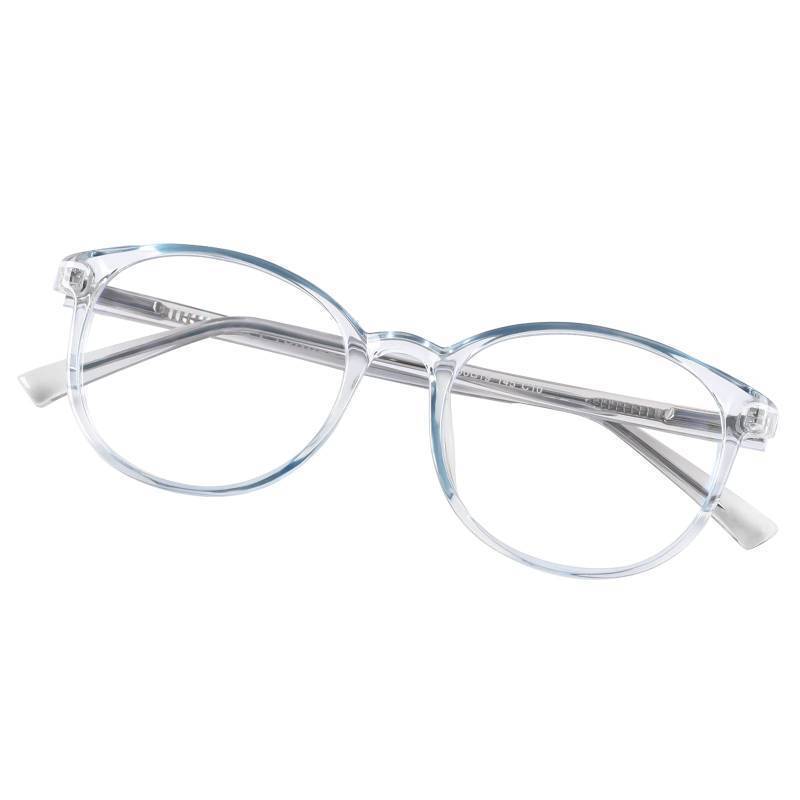 lot 144 image: FONHCOO Blue Light Blocking Glasses Women Men TR90 Round Computer Eyeglasses (Blue) Retail $20.31