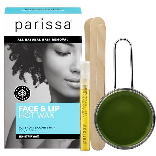 lot 149 image: Parissa No-Strip Face & Lip Hot Wax Kit for Short & Coarse Hair Removal At-Home Waxing Kit on Face, Chin, and Upper Lip, Blue Retail $14.99