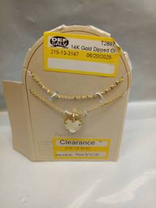 lot 119 image: 14K Gold Dipped Cubic Zirconia Heart Pendant Necklace T2897 - Retail $20